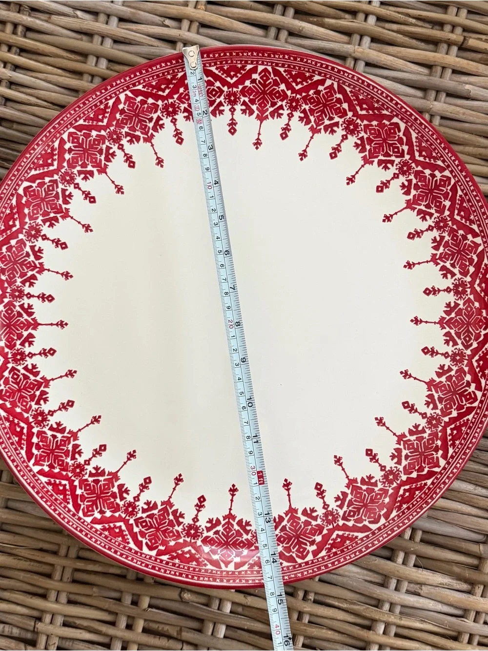 Pottery Barn Fair Isle Tahoe Red Nordic Serving Tray Dish Platter - Italy